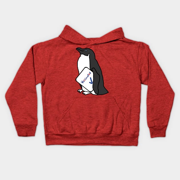 Cute Penguin with Vaccinated Sign Kids Hoodie by ellenhenryart